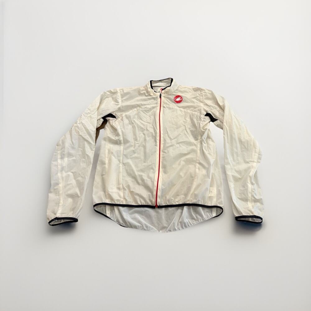 Castelli Mens White Cycling Shell Packable Full Zip Lightweight Jacket Size XXL